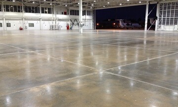 Sealed Concrete in a large airplane hangar