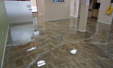 Different angle of tan, white and gray epoxy flooring that was installed in a doctors office