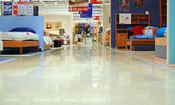 commercial epoxy flooring in a Ikea style store