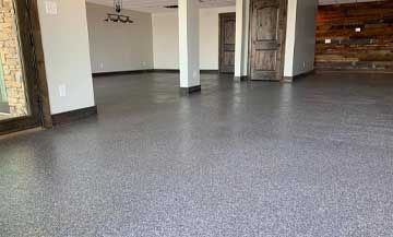 gray flake epoxy installed in a customers home; rustic