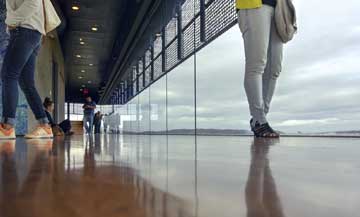 airport with brown epoxy flooring