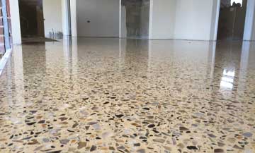 polished concrete with stone embeds