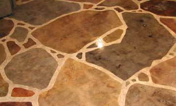 flagstone stamped concrete; stained with natural stone colors