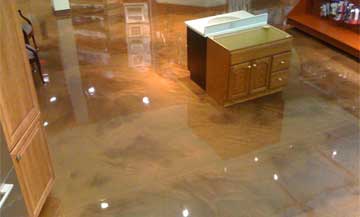 tan and brown epoxy flooring