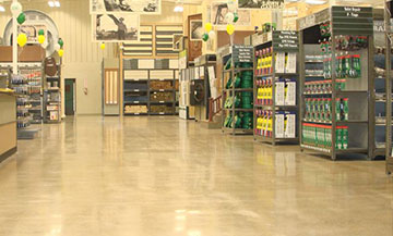 white epoxy flooring in local hardware store