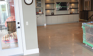 tan epoxy flooring in a residential home